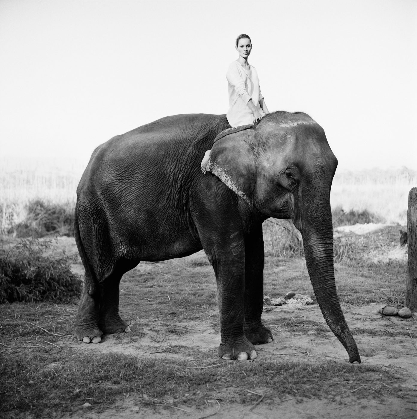 Kate Moss on Elephant, Nepal, British Vogue, 1993
