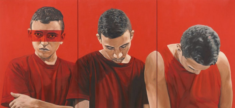 ohne Titel | untitled, 2021, Öl auf Leinwand | oil on canvas, 190 x 405 cm (Triptychon | triptych) | Éder Oliveira | Opposition Galerie Voss