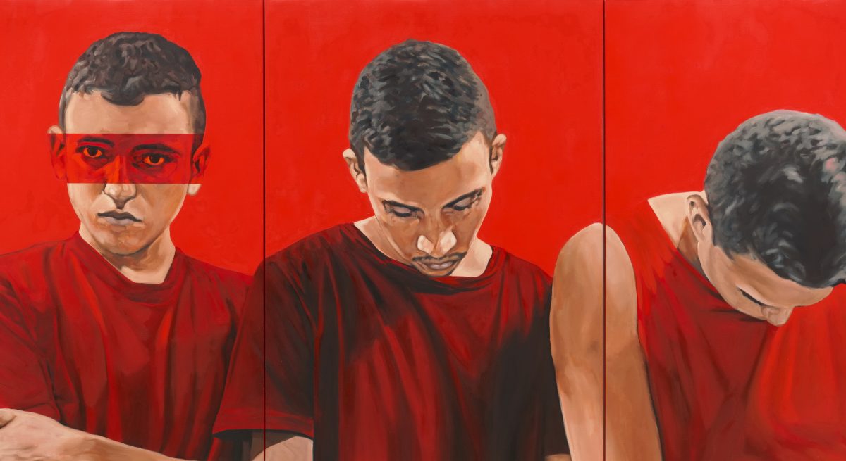 ohne Titel | untitled, 2021, Öl auf Leinwand | oil on canvas, 190 x 405 cm (Triptychon | triptych) | Éder Oliveira | Opposition Galerie Voss
